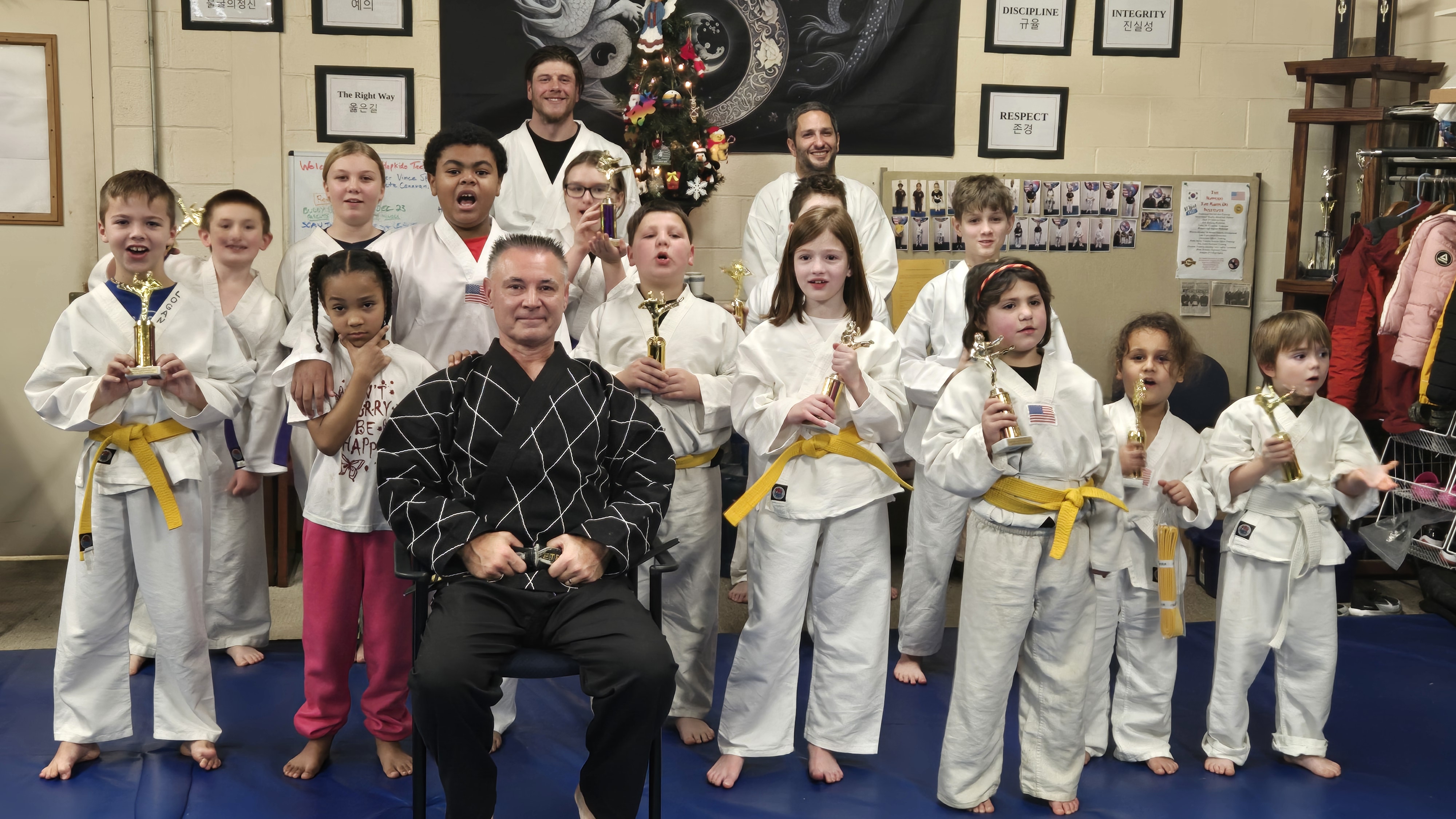 Taekwondo students after a recent test with Master Pete Canavan
